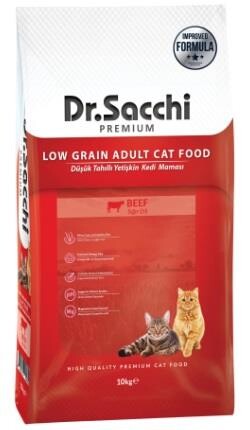Dr. Sacchi Premium Düşük Tahıllı Sığır Etli Yetişkin Kedi Maması 10 KG | SRC: Barcode: 8690286594656